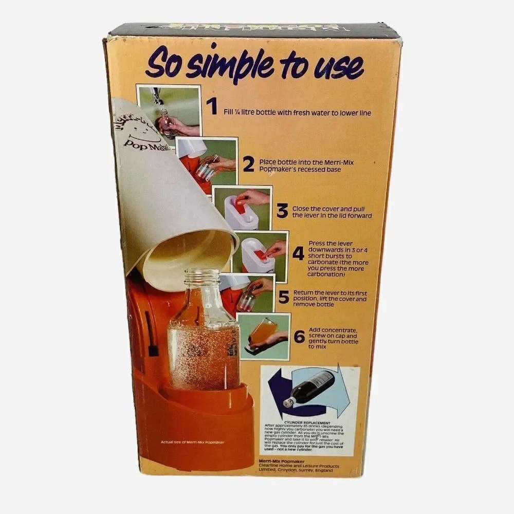 RARE Vintage 1980s Merri-Mix Pop Maker Original Box *READ* Soda England Ad Bar